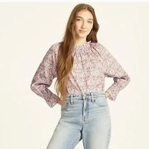 J. Crew x Liberty | Honeysuckle Floral Tie Waist Top NEW - Picture 3 of 11